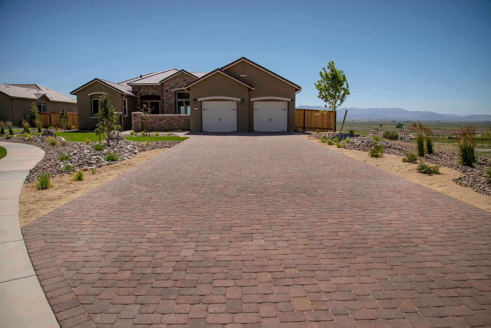 Large paver driveway, gail willey landscaping