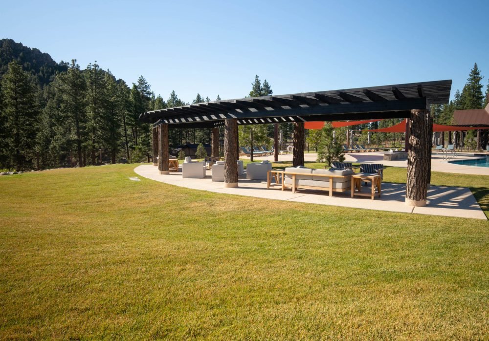 Pergola and seating area with lawn, Reno,Nevada